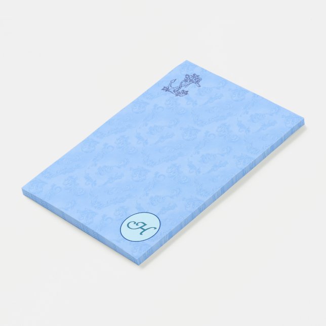 Heavenly blue Monogram (A-Z) Post-it Notes (Angled)