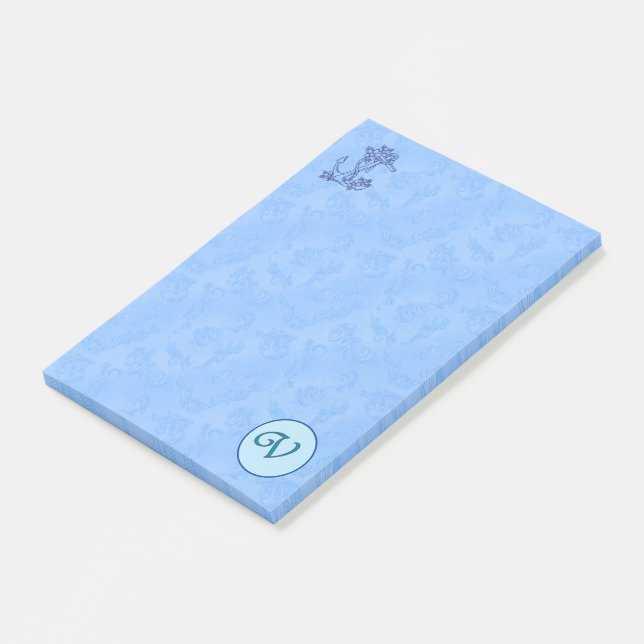 Heavenly blue Monogram (A-Z) Post-it Notes (Angled)