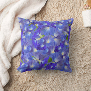 Heavenly Blue Morning Glory 3D Floral Cushion
