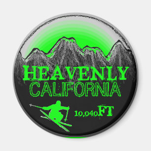 Heavenly California green ski art elevation magnet