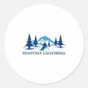 Heavenly california skiing resort mountains classic round sticker