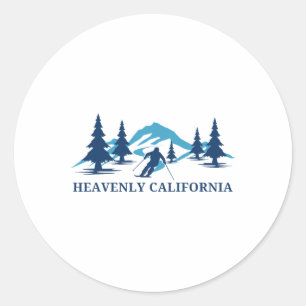 Heavenly California Skiing Resort Mountains Classic Round Sticker