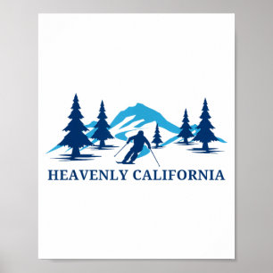 Heavenly california skiing resort mountains poster