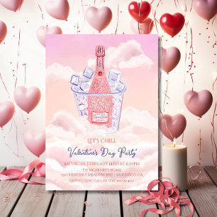 Heavenly Champagne Bucket Valentine's Party Invitation