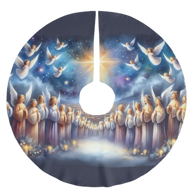 Heavenly Choir Under Star of Bethlehem Brushed Polyester Tree Skirt (Front)