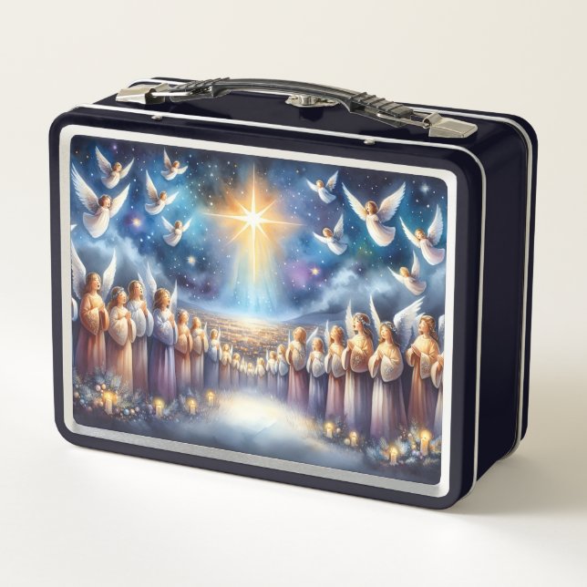 Heavenly Choir Under Star of Bethlehem Metal Lunch Box (Back)