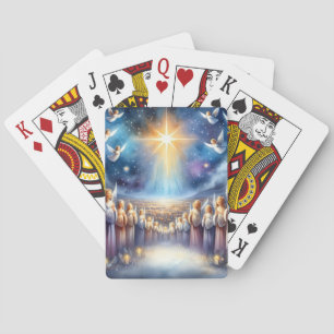 Heavenly Choir Under Star of Bethlehem Playing Cards