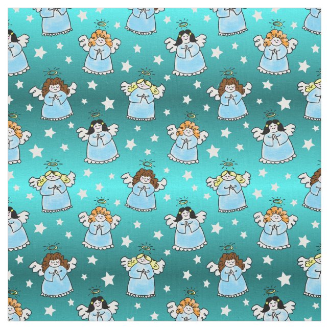 Heavenly Christmas Angels Pattern Fabric (Swatch)