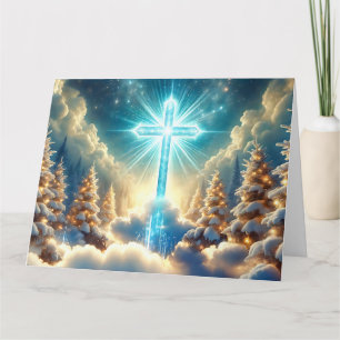 Heavenly Christmas Landscape with Holy Cross Card