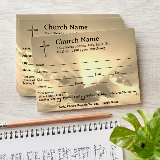 Heavenly Cross Church Tithe Offering Template Envelope (Stacked)