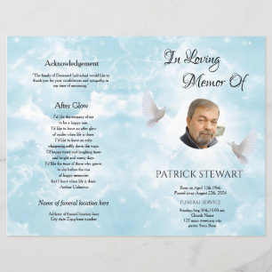 Heavenly Dove Funeral Program Template