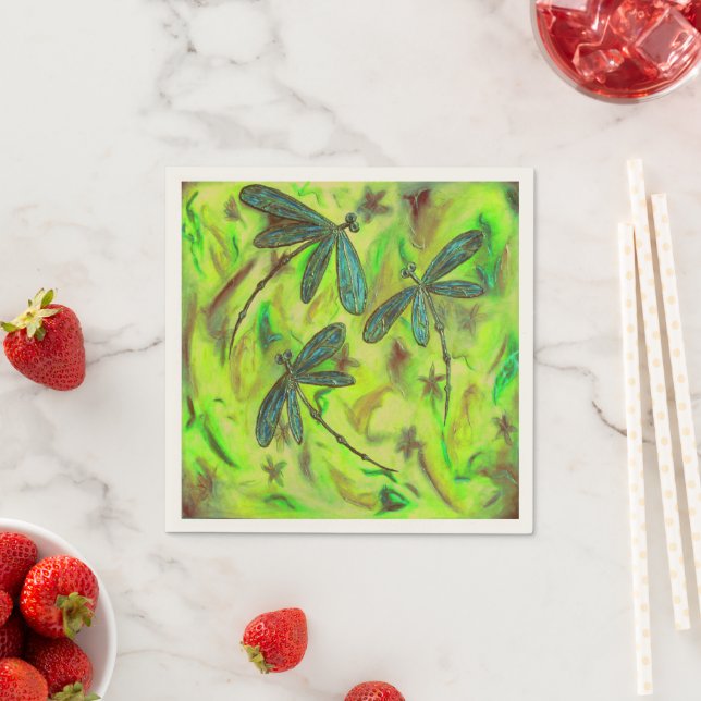 Heavenly Dragonflies On a Starry Sky Napkin (Insitu)