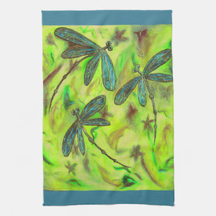 Heavenly Dragonflies On a Starry Sky Tea Towel