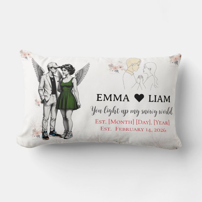 Heavenly Duo Cherubs – Kawaii Angel  Throw Pillow (Front)