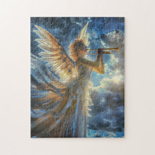 Heavenly Fanfare Angel Playing Trumpet Jigsaw Puzzle