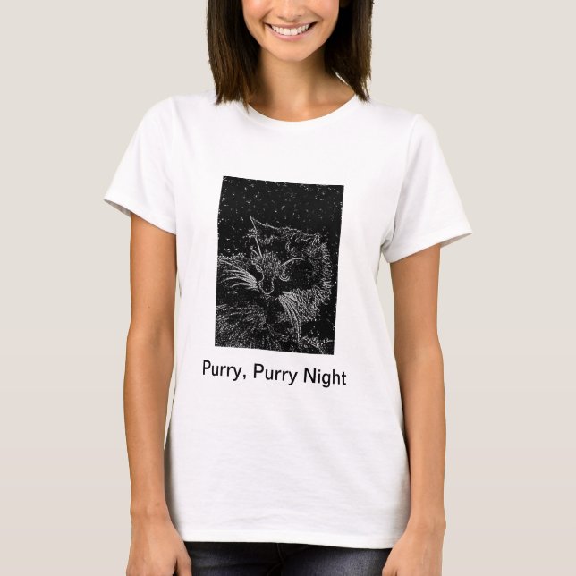 Heavenly Feline Purry, Purry Night T-Shirt (Front)