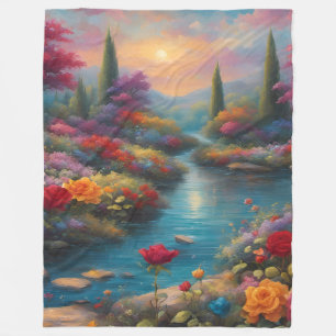 “Heavenly Garden Stream” Fleece Blanket