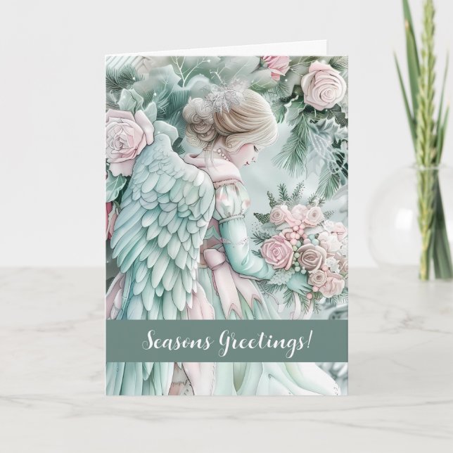 Heavenly Holiday Greetings in Vintage Pastels (Front)