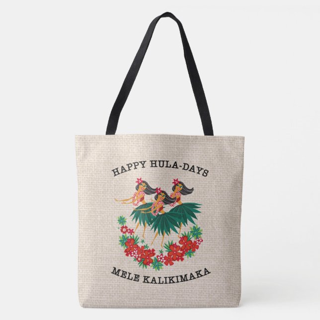 Heavenly Hula Holiday Hawaiian Hula Girl Beach Bag (Front)