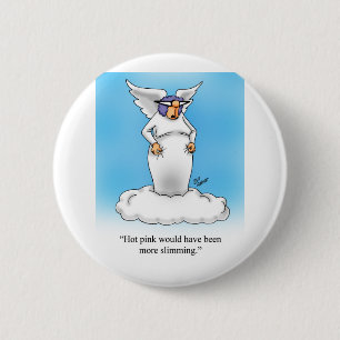 Heavenly Humour Angel Cartoon Gift! 6 Cm Round Badge