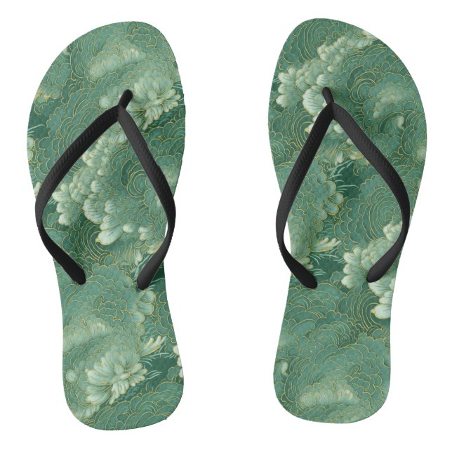 Heavenly Jade Chiyogami Pattern Flower  Jandals (Footbed)