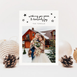 Heavenly Joy Religious Holiday Wedding Photo White Card