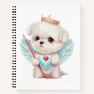 Heavenly Love: Cute Angel Maltese Dog Puppy Notebook
