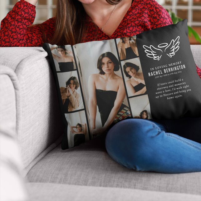 Heavenly Memorial Tribute Photo Grid Decorative Cushion (Creator Uploaded)