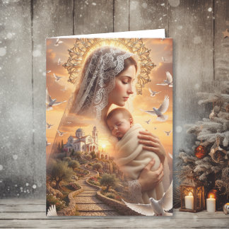 Heavenly Peace Christmas | Mother Mary and Jesus Holiday Card