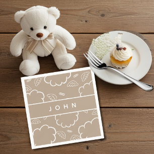 Heavenly Personalized Name Angel Cloud Beige Napkin