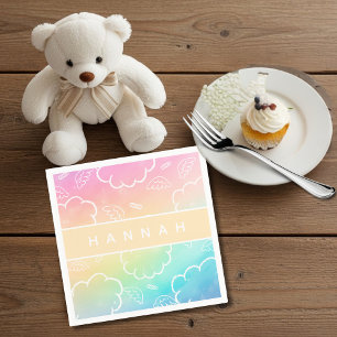 Heavenly Personalized Name Halo Cloud Rainbow Napkin
