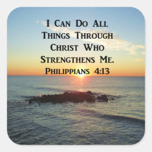 HEAVENLY PHILIPPIANS 4:13 SCRIPTURE DESIGN SQUARE STICKER