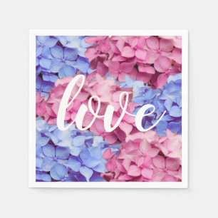 Heavenly Pink and Baby Blue Hydrangeas Napkin