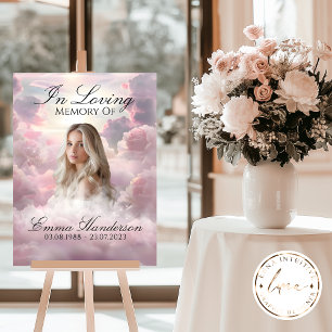 Heavenly Pink Clouds Memorial Sign
