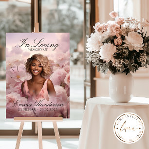 Heavenly Pink Floral Memorial Welcome sign