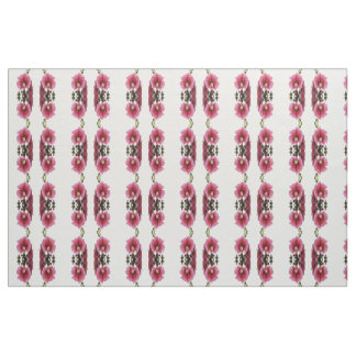 Heavenly Pink Hollyhock Malva Flower Floral Fabric