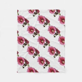 Heavenly Pink Hollyhock Malva Flower Floral Fleece Blanket
