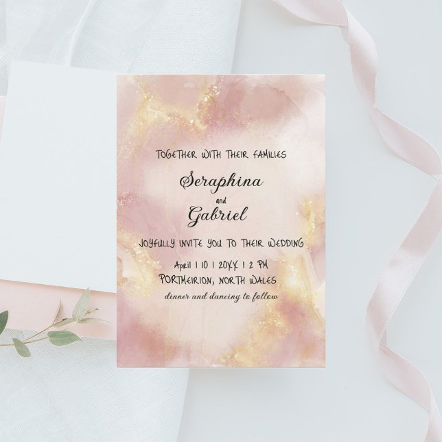 Heavenly Pink Watercolor Wedding Invitation (Creator Uploaded)