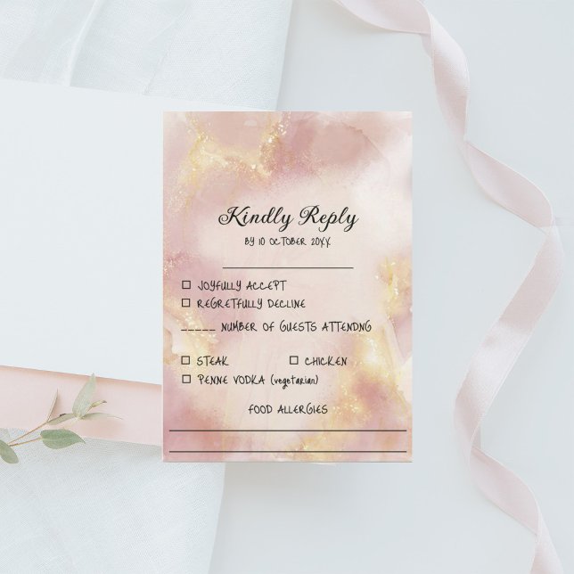 Heavenly Pink Watercolor Wedding RSVP Card (Creator Uploaded)