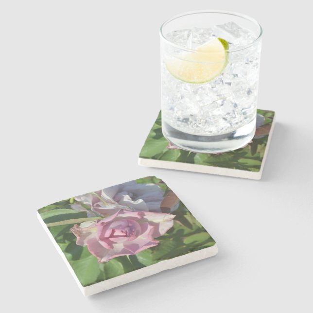 Heavenly Rose Abstract Stone Coaster (Side)