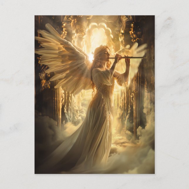 Heavenly Serenity Female Angel with Flute Postcard (Front)