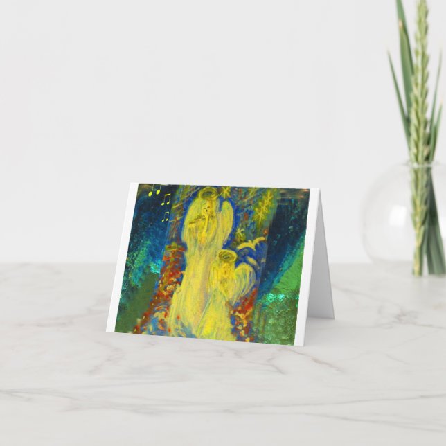 Heavenly Singing Golden Angels Christmas card (Front)