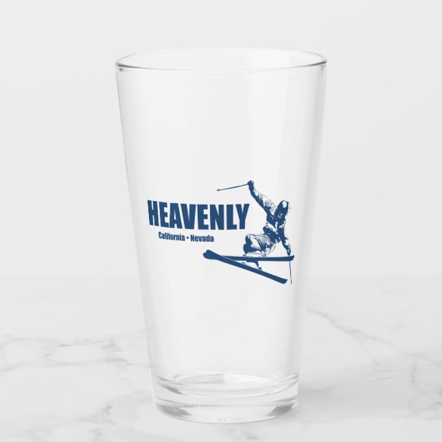 Heavenly Ski Resort California Nevada Skier Glass (Front)