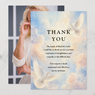Heavenly Sky Celebration of Life Funeral Photo Thank You Card