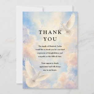 Heavenly Sky Dove Celebration of Life Funeral Thank You Card