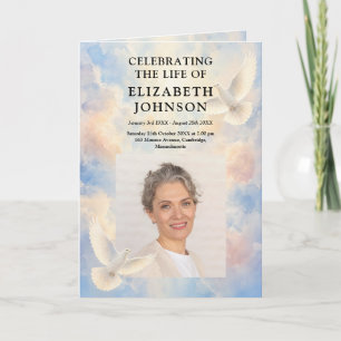 Heavenly Sky Funeral Memorial Order Of Service Programme