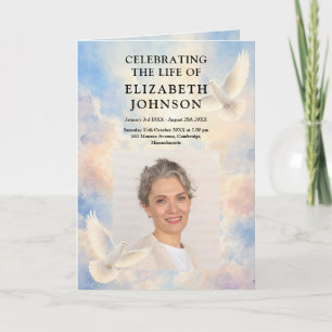 Heavenly Sky Funeral Memorial Order Of Service Programme