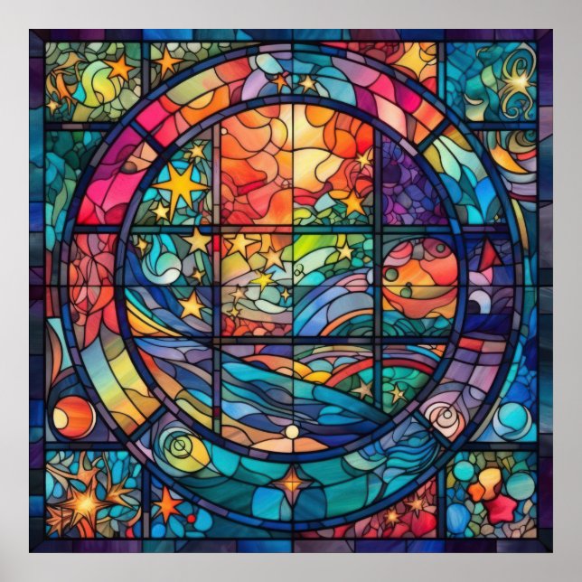 Heavenly Stained Glass Artwork Poster (Front)