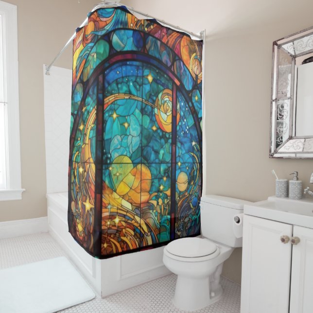 Heavenly Stained Glass Artwork Shower Curtain (In Situ)