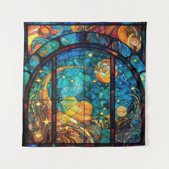 Heavenly Stained Glass Artwork Tapestry (Front)
